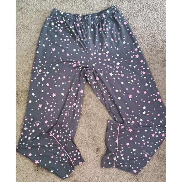 Simply Vera Wang Pajama Lounge Set Size Medium Grey Pink Stars Cotton Knit - Picture 4 of 7